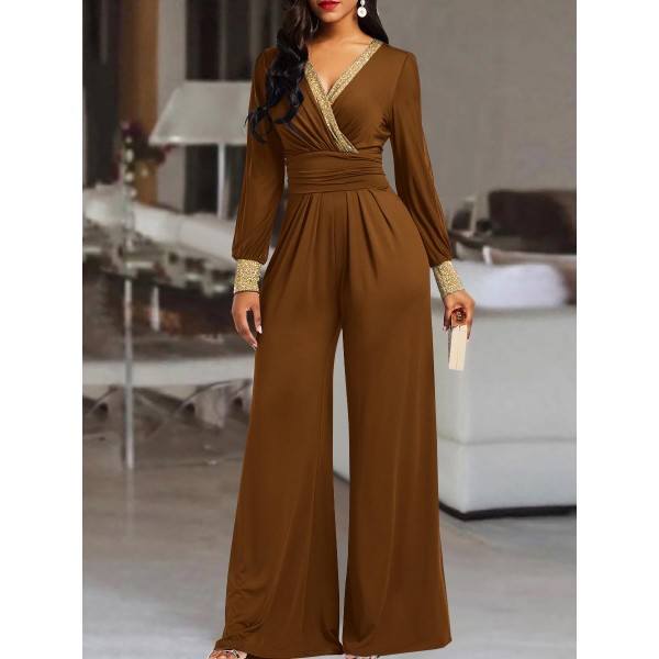 Fashion Brown Holiday Casual Jumpsuit Women 