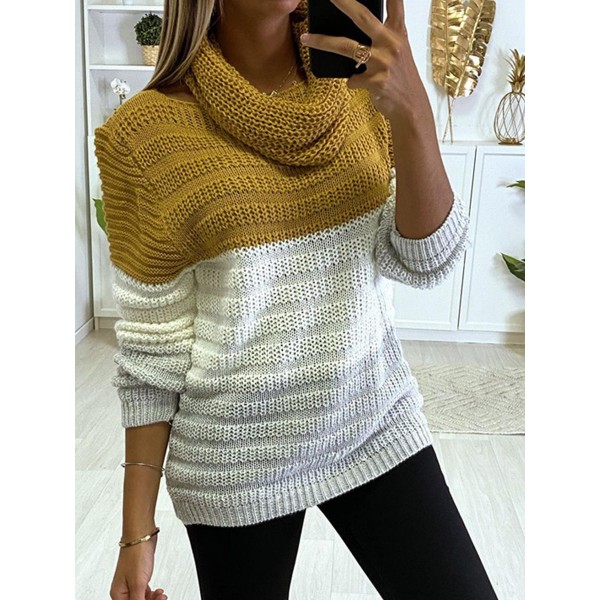 Autumn or Matching Round Neck Casual Scarf And Pullover Sweater 