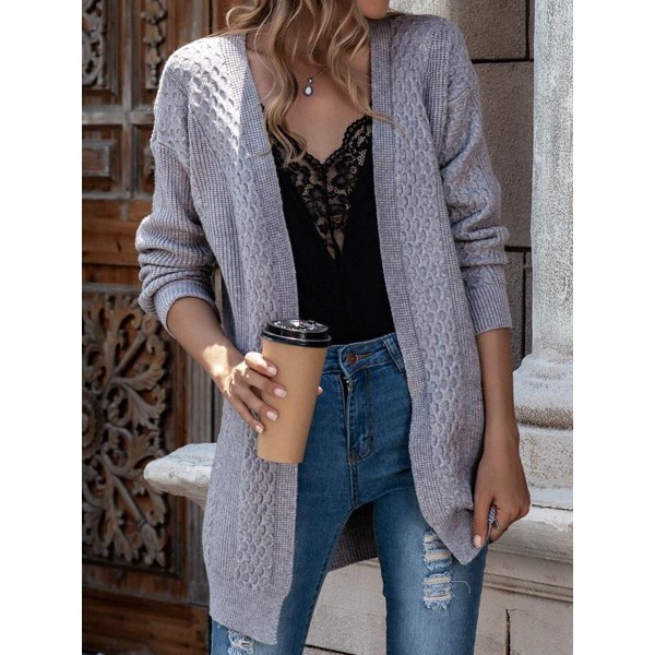 Casual Solid or Long-Sleeved Cardigan 