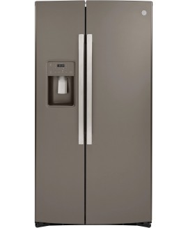 GE - 21.8 Cu. ft. Side-by-Side Counter-depth Refrigerator - Slate 