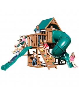 Swing-N-Slide Denali Tower Wooden Swing Set with 5' Turbo Tube Slide 