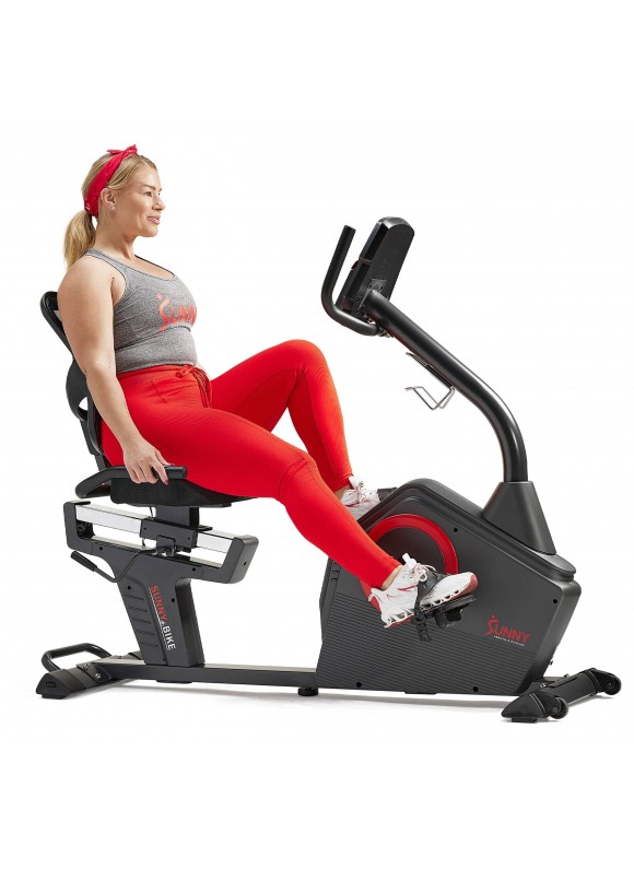 Sunny Health &amp; Fitness Premium Magnetic Resistance Smart Recumbent Bike with Exclusive SunnyFit App Enhanced Bluetooth Connectivity