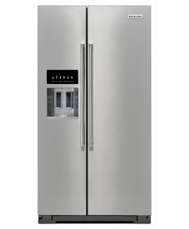 KitchenAid 24.8 Cu. ft. PrintShield Stainless Steel Side-by-Side Refrigerator with Exterior Ice and Water Dispenser - KRSF705HPS 